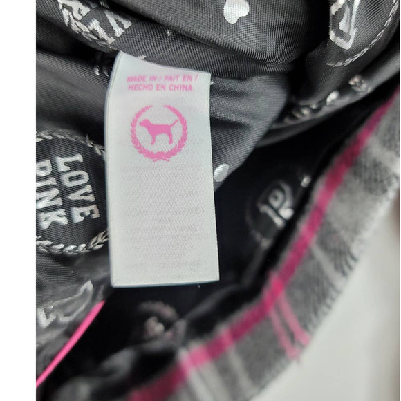 Victoria Secret Pink Plaid Pink/Black/Gray Hooded Jacket M - Picture 6 of 7